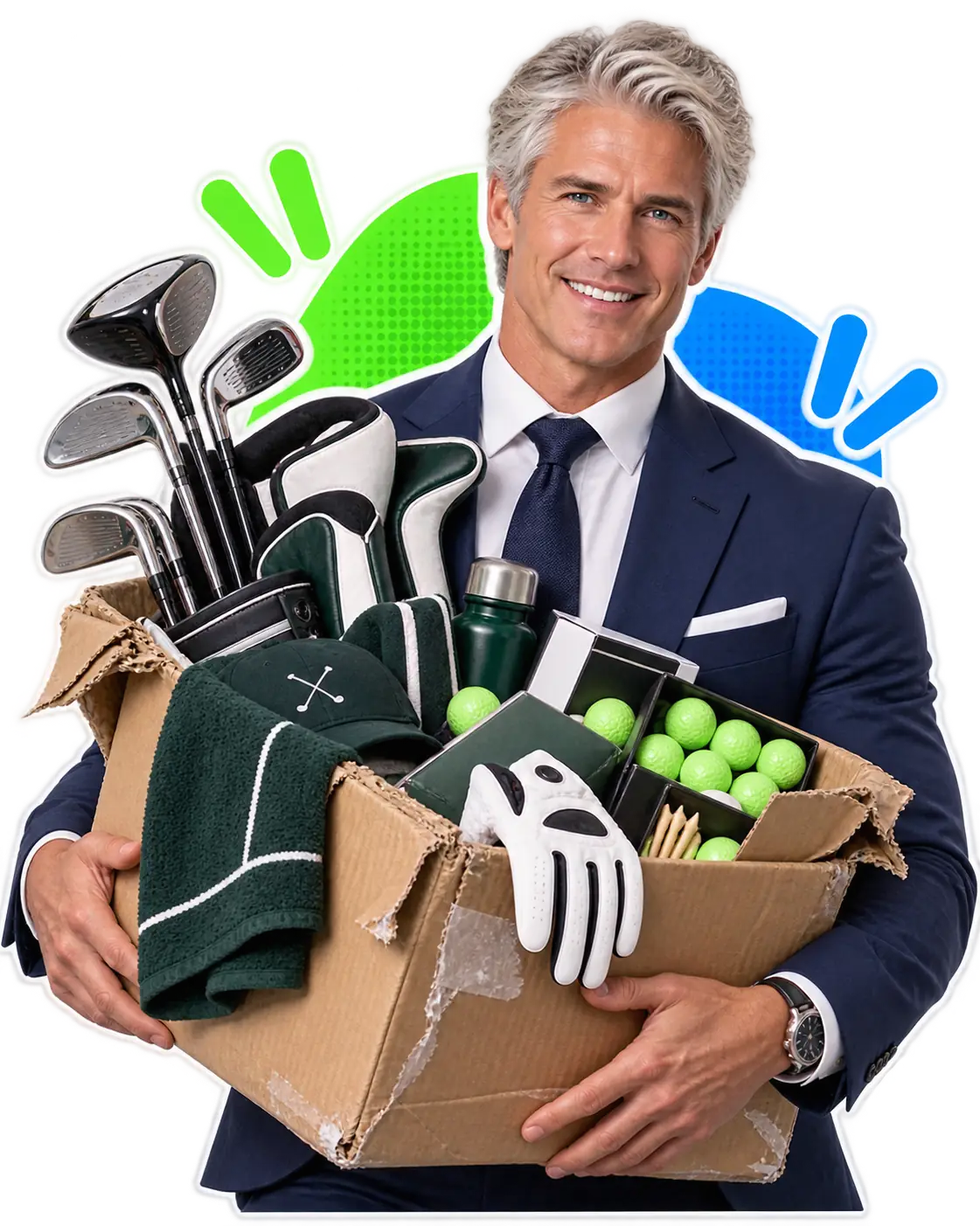 Hombre con equipo de golf